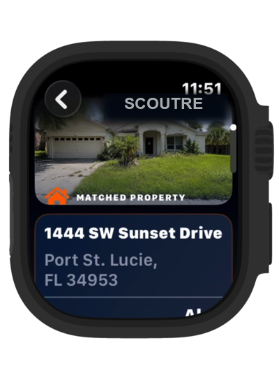 Apple Watch matching property photo and address